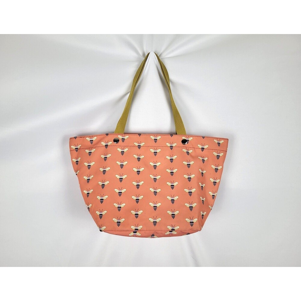 Fossil Key Per Bumble Bee Print Tote Bag Purse Zip Top Coral Pink FLAW